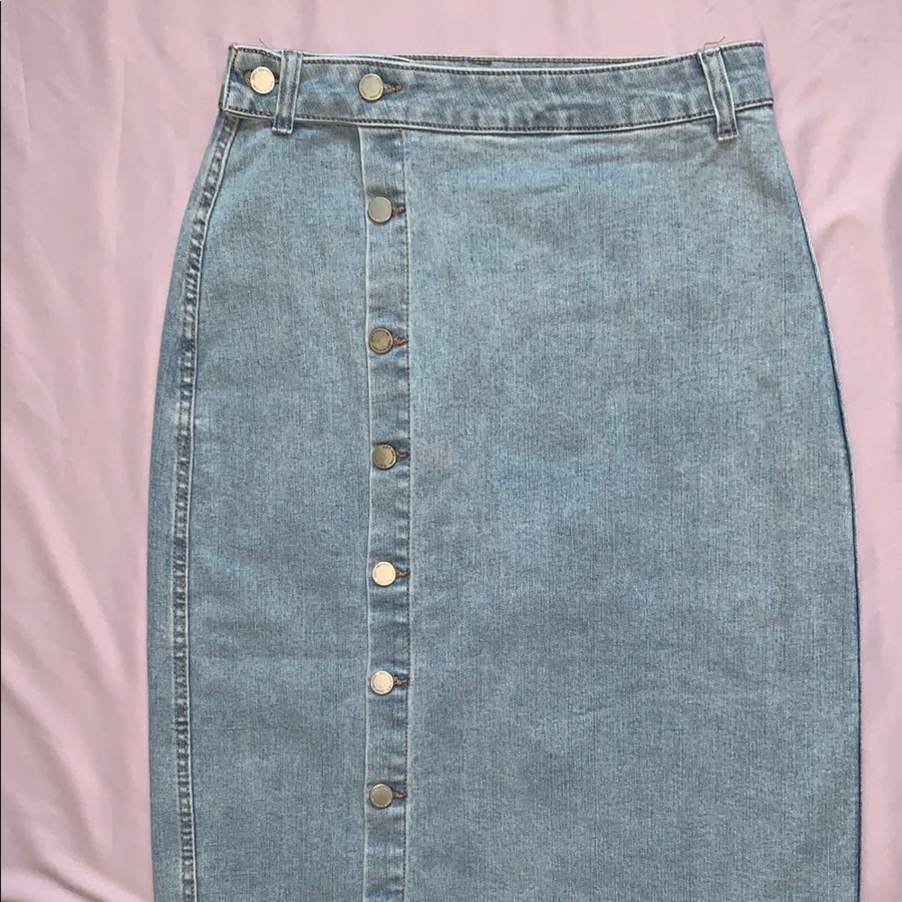 Oat New York Light Blue Denim Skirt